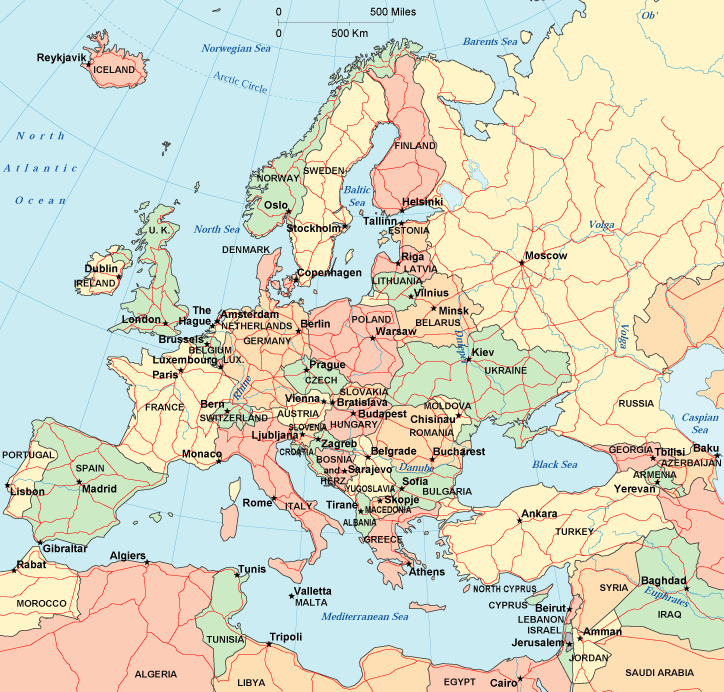 Map Of Europe Continent