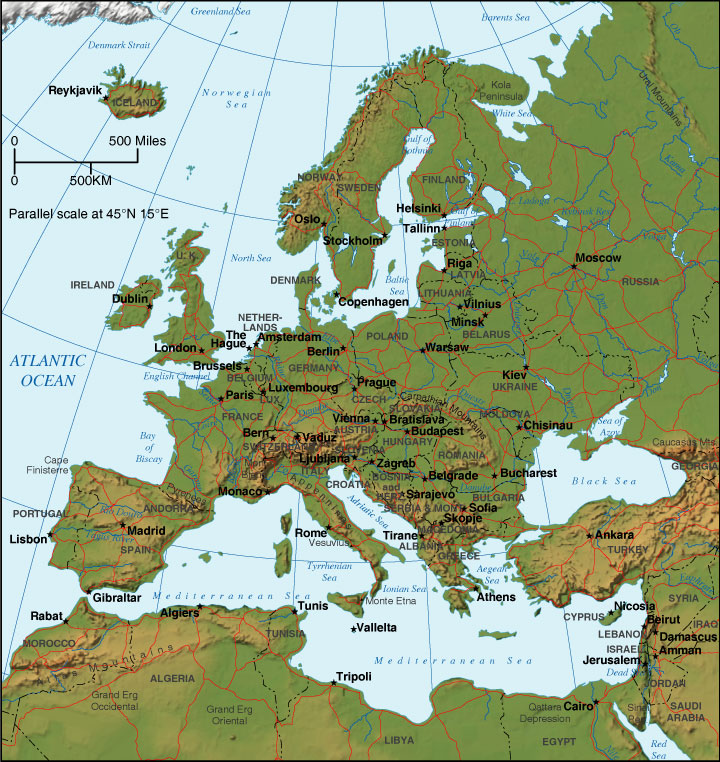 Map Of Europe Terrain