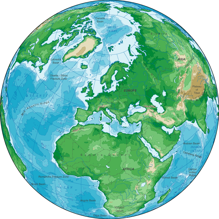 map europe - topographical map of europe