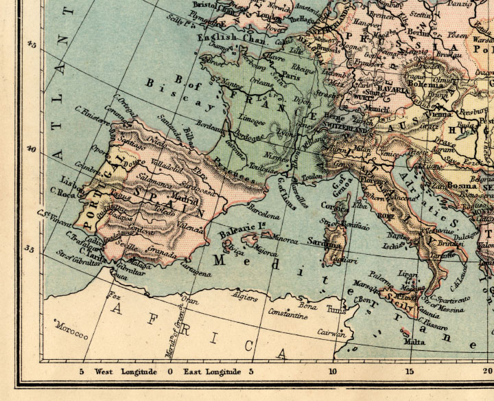 southwest europe map